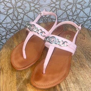 GBG Los Angeles Pink Sandals with Silver Chain